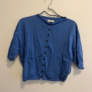 Blue Lightweight Knit Cardigan Sweater